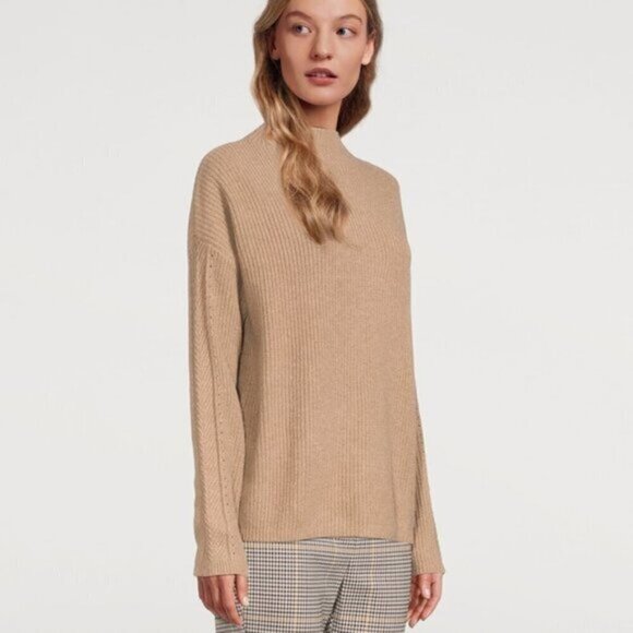 WHITE‎ + WARREN  Ribbed Mockneck Sweater Women Size Medium - Picture 2 of 7